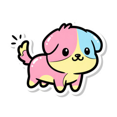 Obraz premium Cute kawaii puppy sticker vector illustration with colorful design on a plain white background