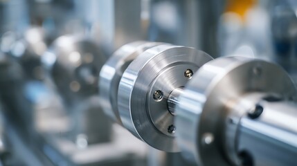 Fototapeta premium Close-up shot of precision metal components in an industrial setting