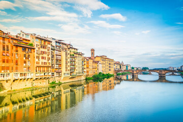 Fototapeta premium old town and river Arno, Florence, Italy