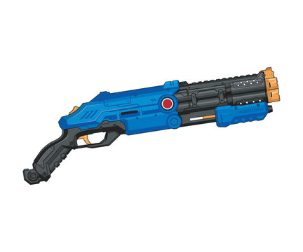 Cartoon Vector Nerf gun Handgun Pistol Weapon Toys Illustration