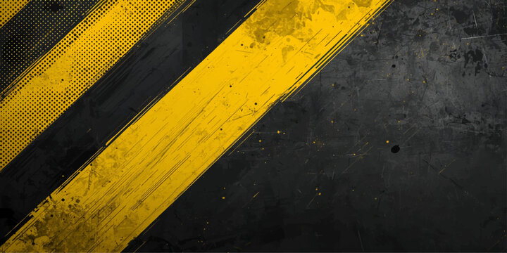 A vintage grunge wallpaper design featuring a dirty yellow hazard stripes pattern on a weathered wall texture inspired by the national flag of Ukraine