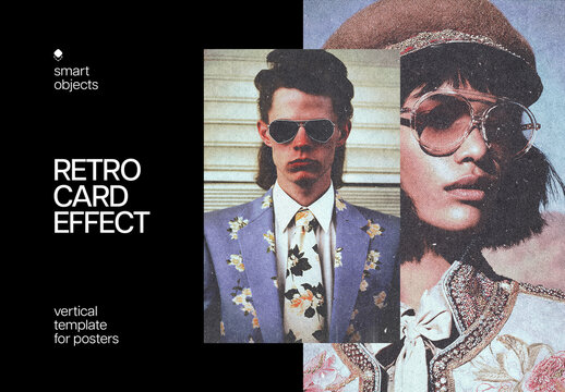 Retro Postcard Poster Photo Effect Mockup