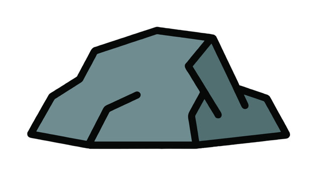 Isolated gray boulder with thick, bold black outline.