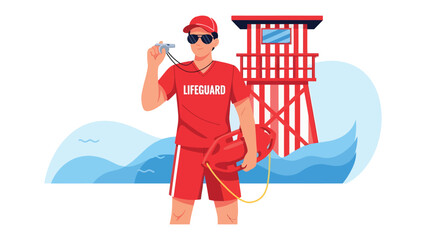 Coastal Guardian: A dedicated lifeguard stands ready, embodying vigilance and the promise of safety. This image is a tribute to the unsung heroes of the beach, protectors of joy. © hafs121