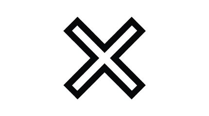 Obraz premium Bold black intersecting lines forming an x on white.