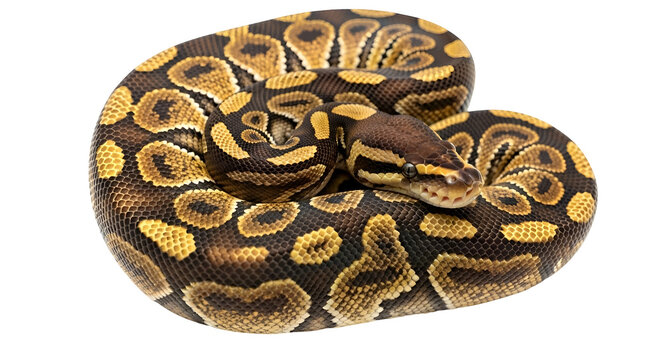 Coiled Ball Python Snake Closeup.