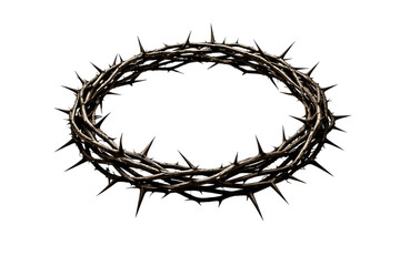 Dark metallic crown of thorns representing suffering sacrifice and crucifixion of jesus christ remembered on good friday sacred christian religious symbol isolated on a transparent background