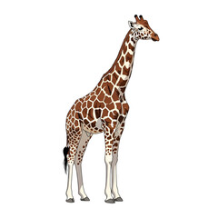 Naklejka premium Giraffe standing alone looking sideways.