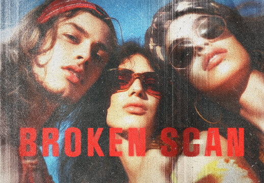 Broken Scan Photo Effect Mockup