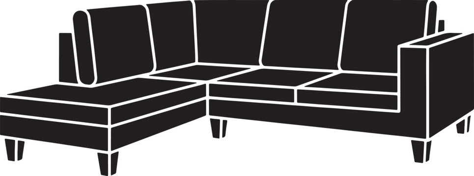 L shaped sofa with chaise lounge and armrest in minimalist design