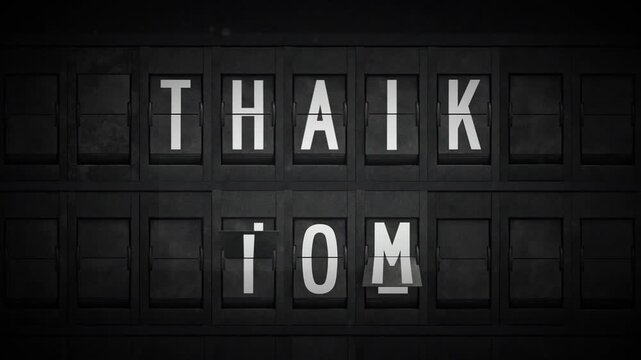 Thank You Message With Airport Split Flap Letters
Airport departure background with split flap letters showing the message thank you with grain and texture overlays