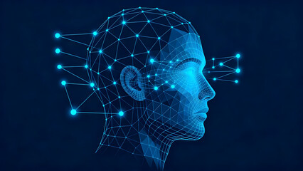 Obraz premium Digital human head with network connections