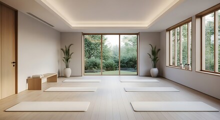 Fototapeta premium Serene Yoga Studio with Natural Light.