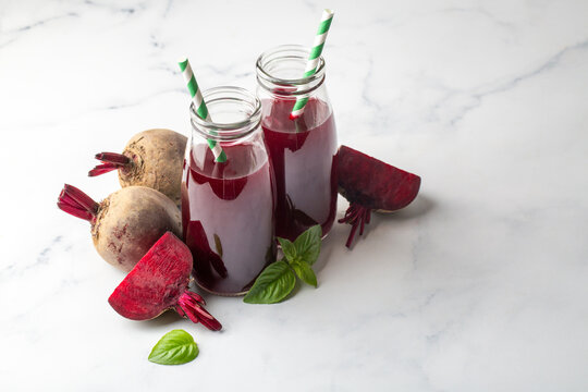 Glass of fresh beetroot juice with vegetables - salgam