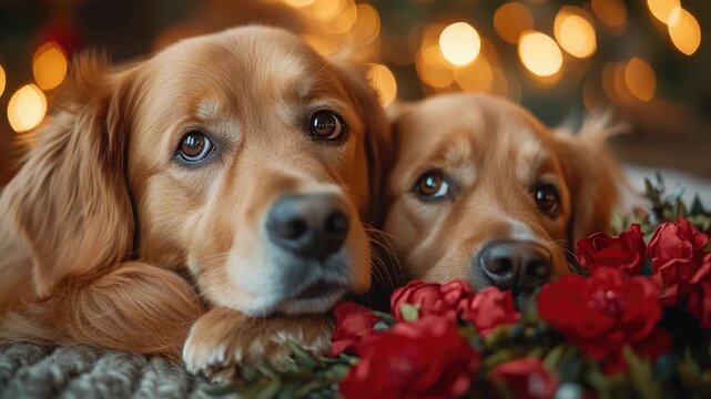 Two dogs resting side by side