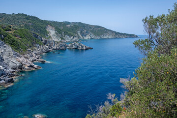 Fototapeta premium The coastline of Skopelos near Chapel of Agios Ioannis, Thessaly, Greece