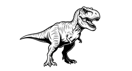 Detailed Black and White Illustration of a Tyrannosaurus Rex. © Abu