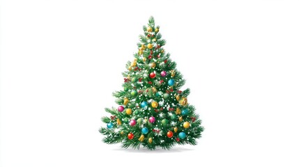 Fototapeta premium Colorful Christmas Tree Clipart on White Background for Festive Season Decorations and Celebrations