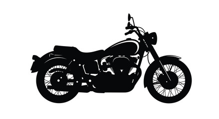 Obraz premium A striking black silhouette depicts a classic motorcycle with detailed curves showcasing its powerful engine and vintage style