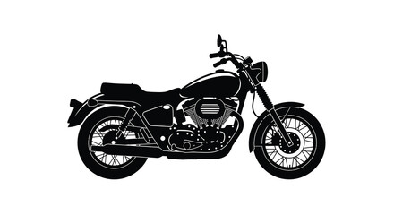 Obraz premium A striking black silhouette depicts a classic motorcycle showcasing its curved lines and detailed mechanical components high quality professional