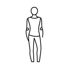 Simple human figure illustration in black lines on white background for design and educational use