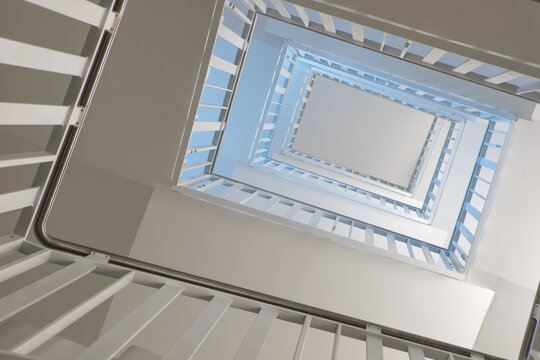 Minimalist modern staircase interior architecture perspective inside hospital building