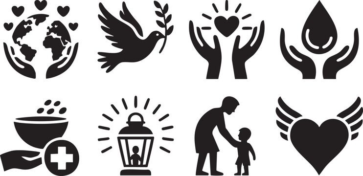International Charity Support Symbol Set
