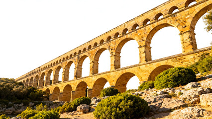 Obraz premium Ancient stone aqueduct with arches