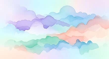Fototapeta premium Soft pastel clouds in shades of purple blue green and pink