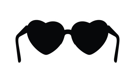 A striking black and white silhouette depicts a pair of sunglasses with uniquely shaped heart formed lenses high quality professional detailed modern © Tushar02