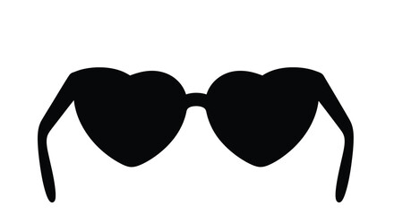 A striking black silhouette depicts a pair of sunglasses uniquely shaped like hearts conveying a playful vibe high quality © Tushar02