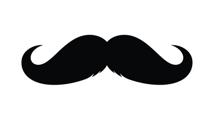 A striking black silhouette depicts a classic handlebar mustache showcasing a vintage style and bold facial hair high quality © Tushar02