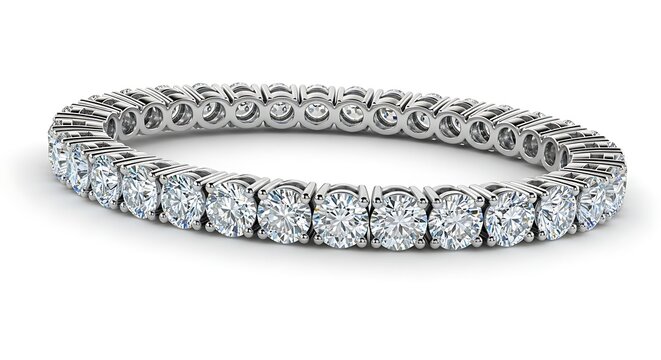 Classic Round Brilliant Cut Diamond Eternity Band &ndash; 14K White Gold Shared-Prong Tennis Bracelet