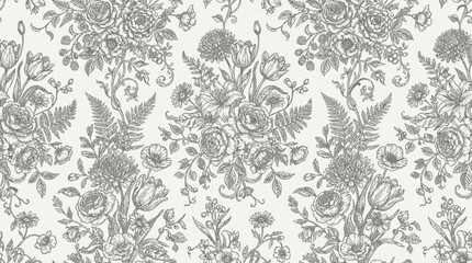 Gray floral damask pattern design. © Apolobay