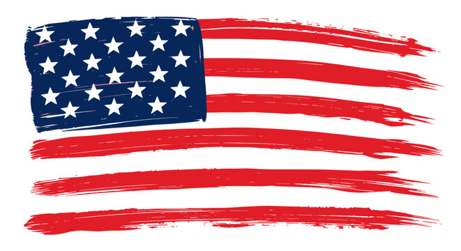 Distressed American Flag Brush Strokes - Grunge USA Flag Background