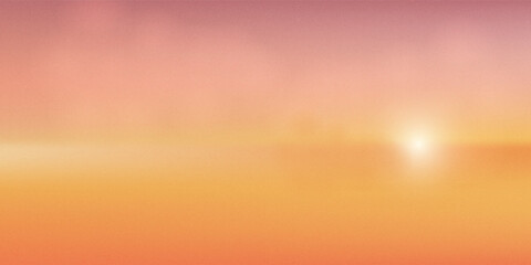 Naklejka premium Sunset Sky Background.Sunrise,Cloud in Summer.Vector Sunny day autumn in color pink,yellow twilight in evening by sea beach.Spring field and sun dawn.illustration Cartoon Horizon Naturewinter Sunlight