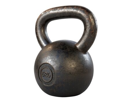 Heavy iron kettlebell rests on a gym floor bathed in soft ambient light, symbolizing strength training and dedication to fitness journeys ai, kettlebell, strength, training, fitness, gym, workout, exe