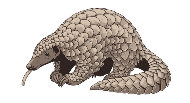 Pangolin with Long Tongue Extended, Pixel Art Style