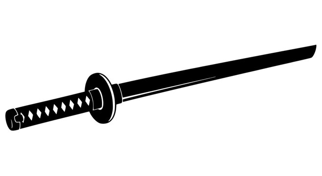 Sword Japanese katana with black scabbard and wrapped handle detail. featuring martial arts, bushido, samurai with