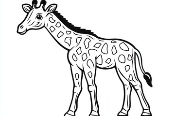 Fototapeta premium Playful Giraffe Character Illustration with Outlines for Kids Educational Material, White Background