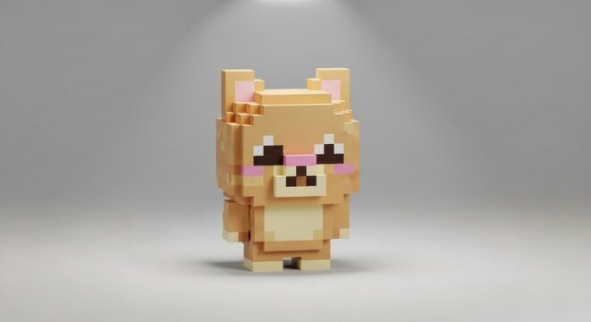Pixelated shiba inu dog illustration on a white background for commercial use