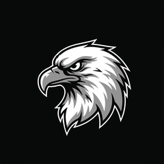 Fototapeta premium Vector eagle head illustration, white and gray on black background