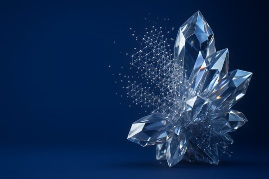 Crystalline AI Metaphor Representing Transparent and Intricate Artificial Intelligence Logic