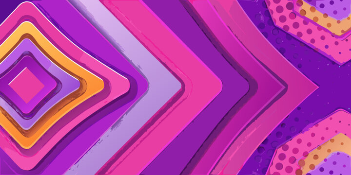 Abstract geometric pattern with layered shapes in vibrant purple tones
