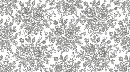 Black and white floral damask pattern.