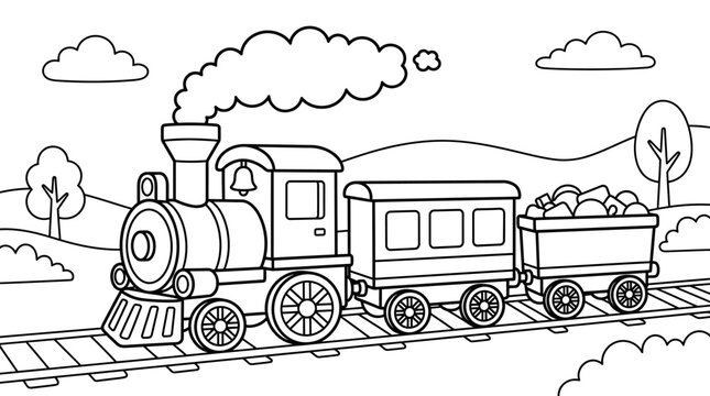 Vintage Steam Train Locomotive Engine.