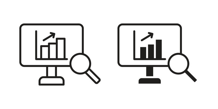 Data Analysing icon concept. Simple solid style. line stroke icons