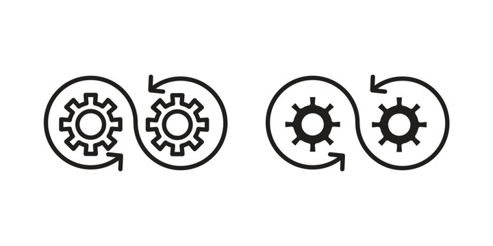 Devops icon concept. Simple solid style. line stroke icons
