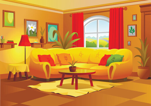 Cozy Sunny Living Room Interior