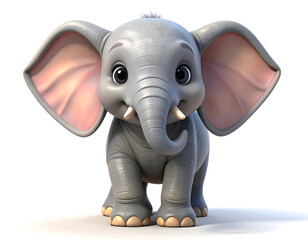 Obraz premium Adorable Baby Elephant with Big Ears and Trunk, Cute Animal